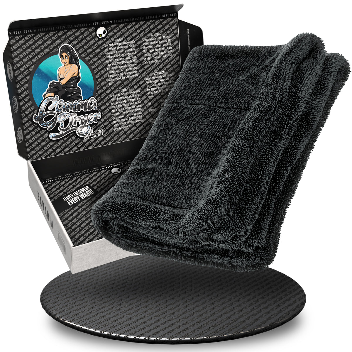 Nuke Guys Gamma Dryer - Mikrofaser Trockentuch - 1400 GSM, 40 x 60 cm - Schwarz - Verpackt